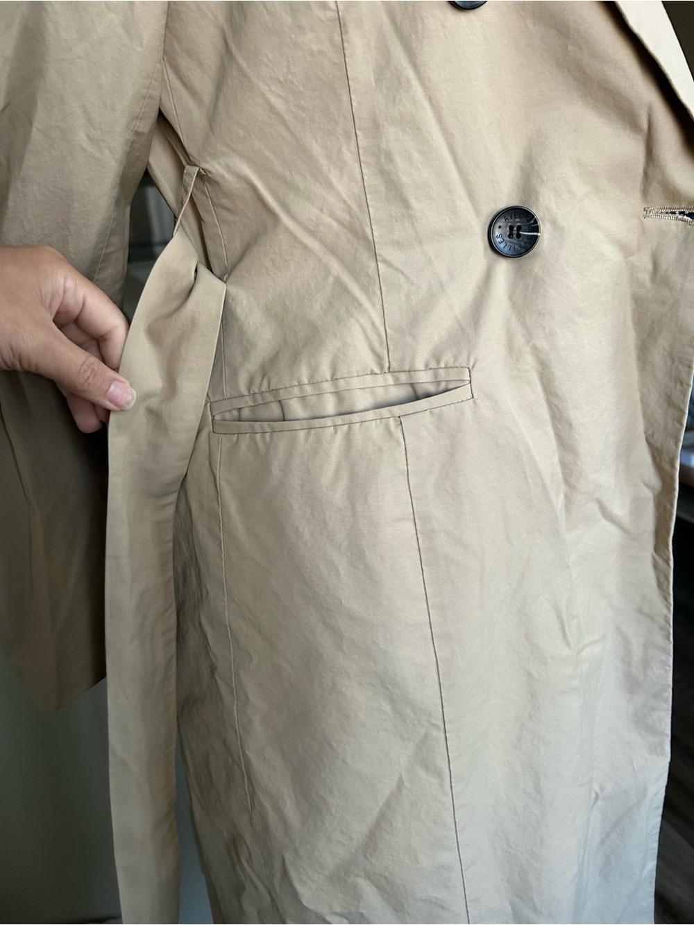 Avec Les Filles Tan Double-Breasted Trench Coat with Belt - Picture 10 of 16